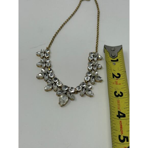 J Crew Gold Tone Statement Necklace with Clear Stones - Picture 9 of 16